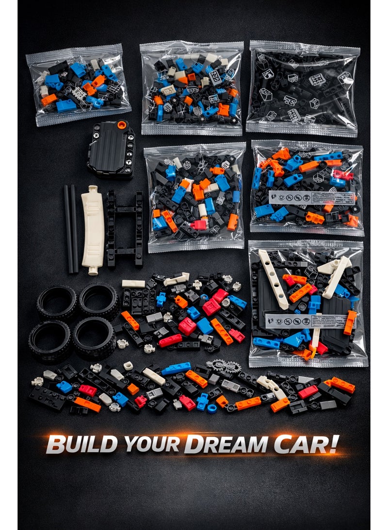 MINGDI Sports Racing Car Building Blocks Set – 606 Pieces | 1:18 Scale | Pull Back System | Premium Design - Image 3